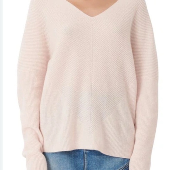 Maje Madina Ribbed Cashmere V-neck sweater Rose Pale XS - Picture 1 of 8